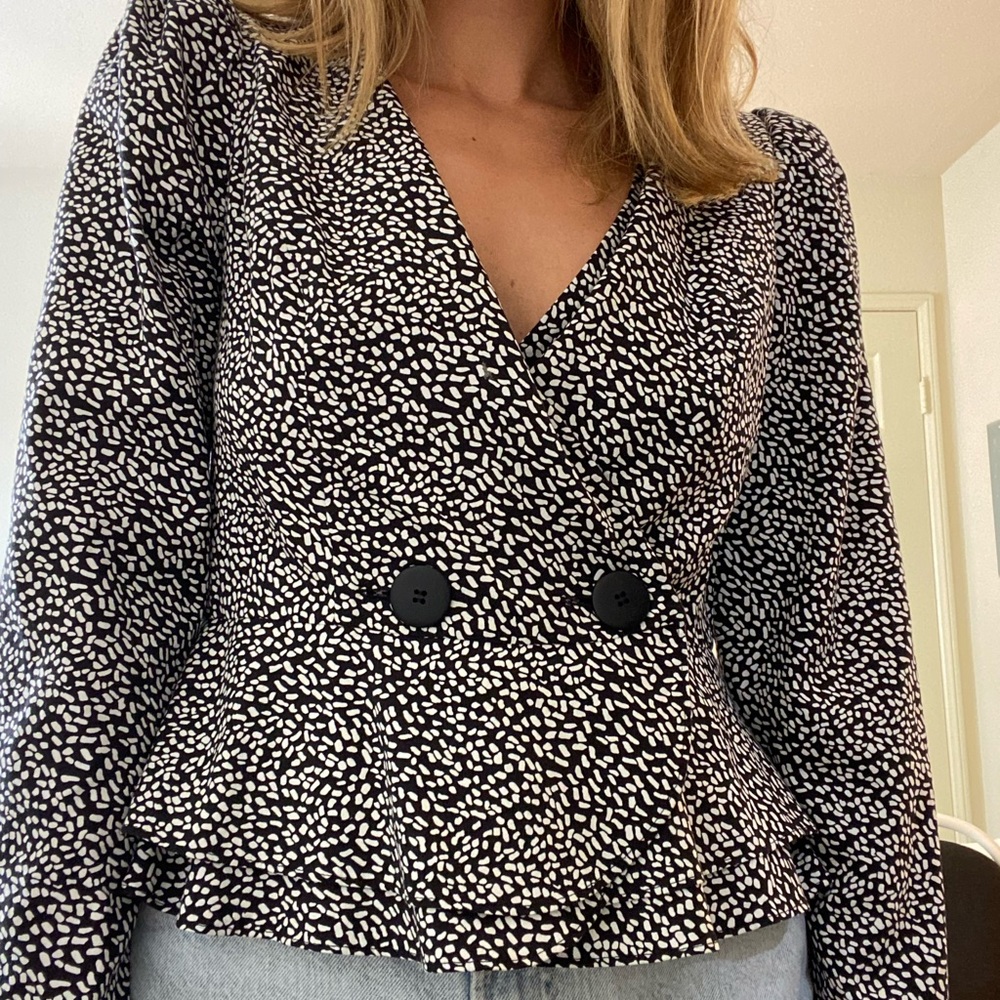 & Other Stories Black and White Work Blouse